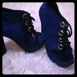 Booties velvet royal blue